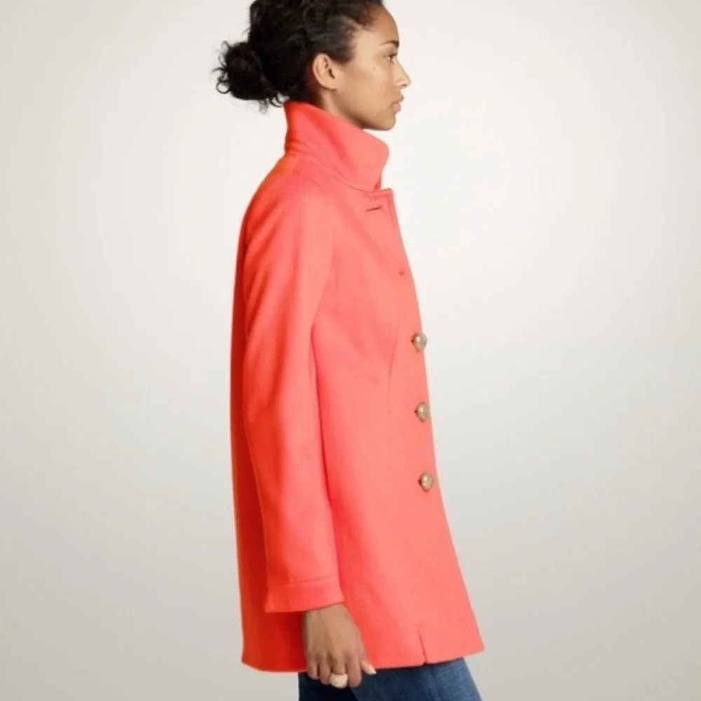 J. Crew coral 100% wool coral Griffin pea coat style 20031 sz 4 $278